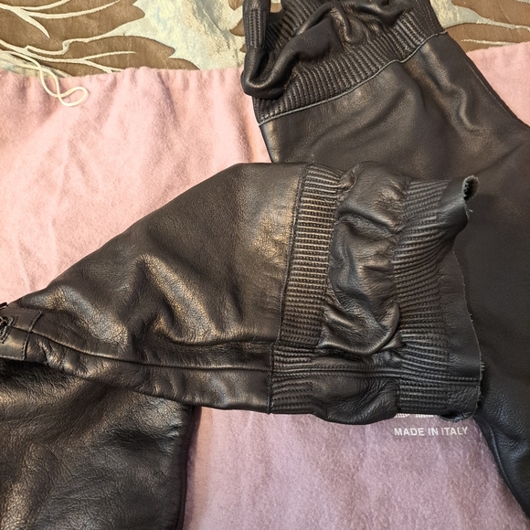 GOLDENBLEU blk smooth Italian leather crikled over knee boots - Picture 7 of 16